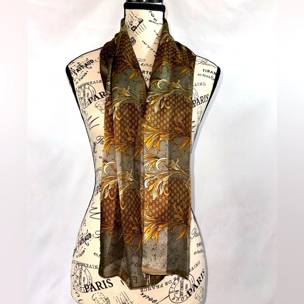 Gorgeous Brown and Yellow Silk Scarf